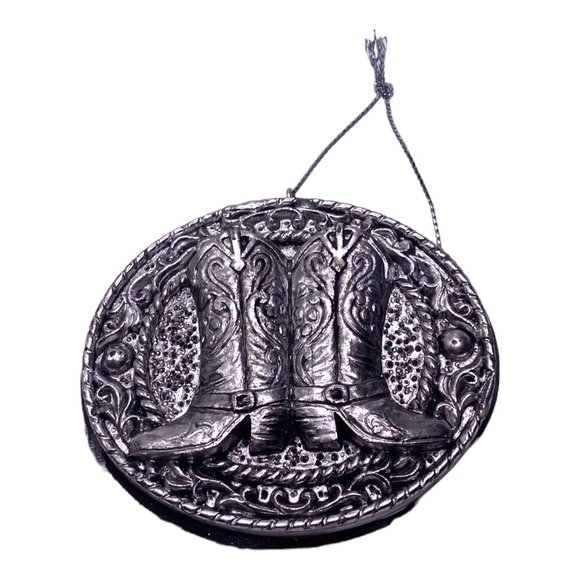 Texas TX Cowboy Ornament Lot (4 ) Horseshoe Santa Boot Heart Flag - Picture 3 of 10